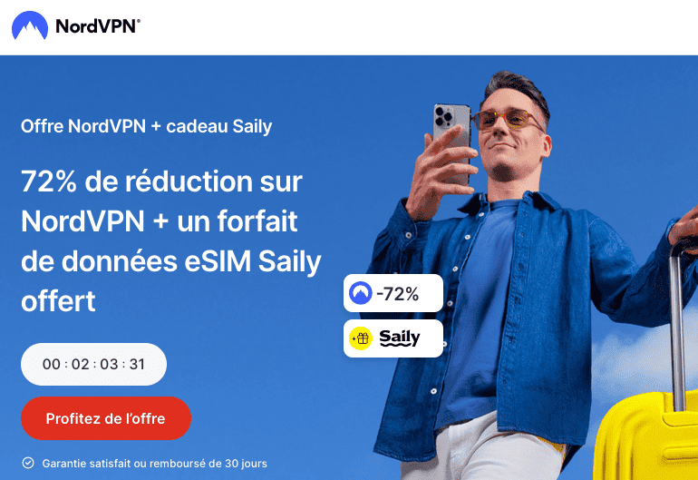 Landing page de NordVPN présentant tarifs, fonctionnalités et raisons de notre choix