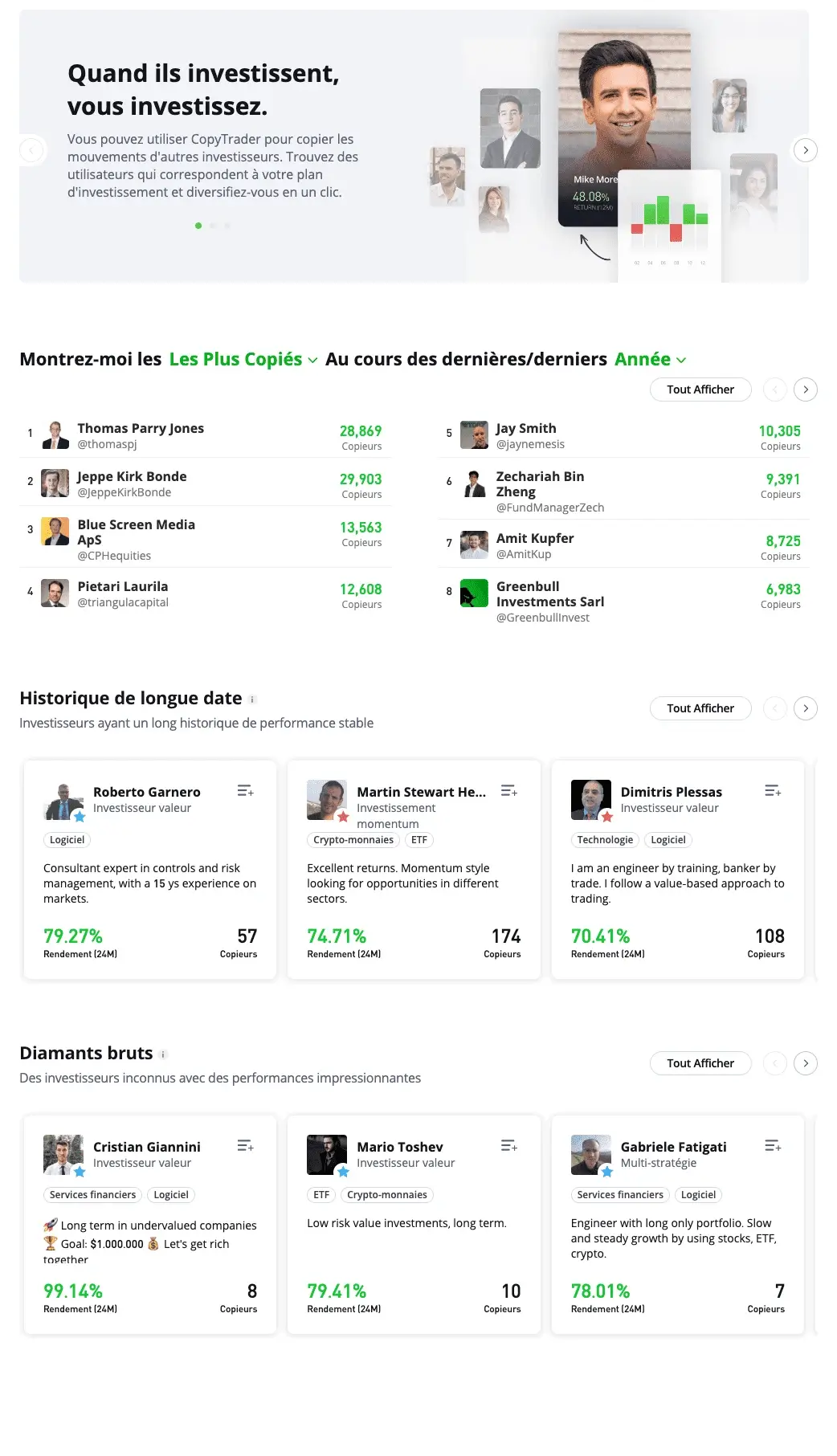 Plateformes cryptomonnaies 12 Apercu des profils dinvestisseurs a copier sur eToro