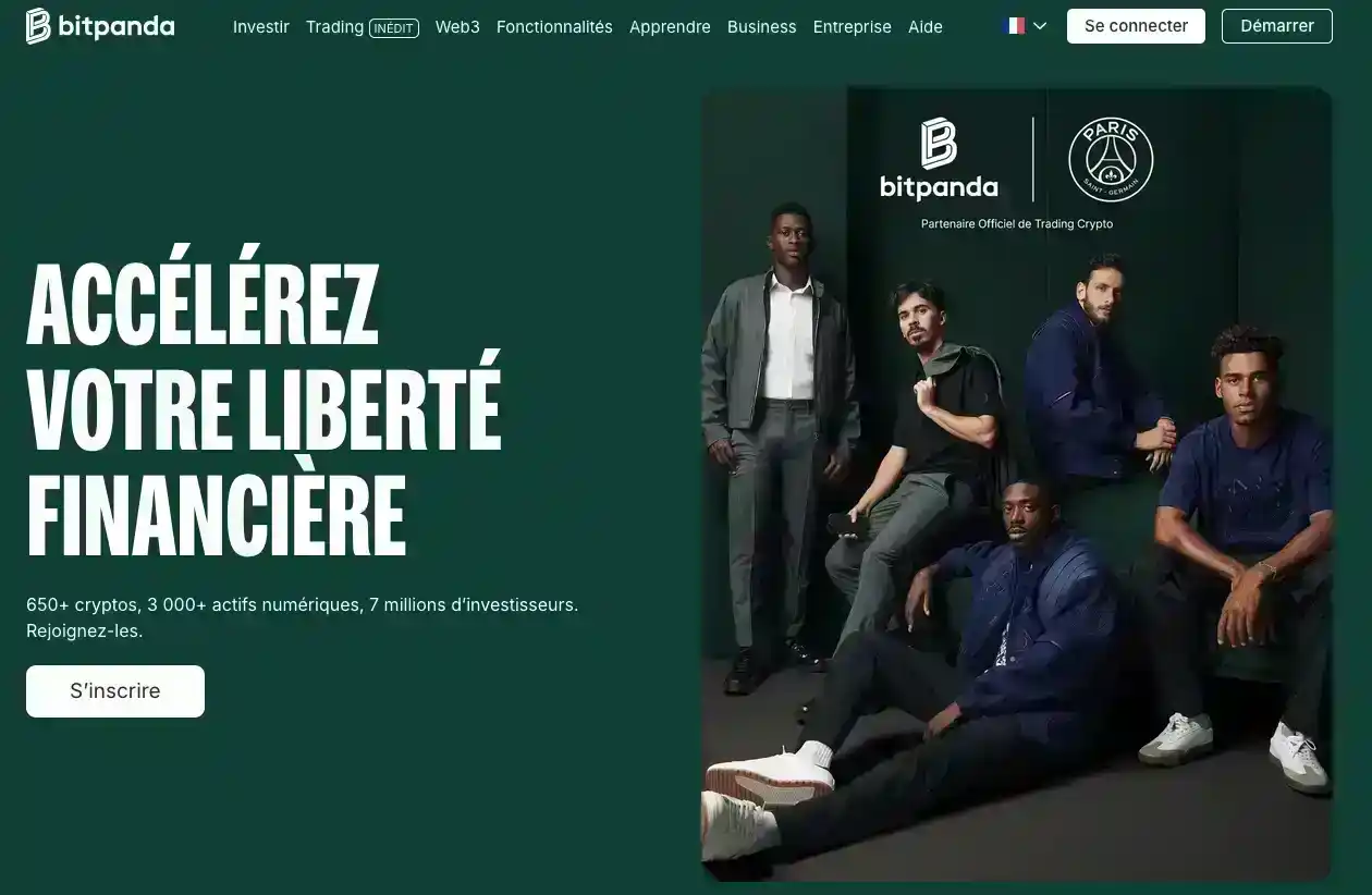 Bitpanda numéro 4 des meilleures plateformes crypto 2025 – aperçu officiel de la page d’accueil