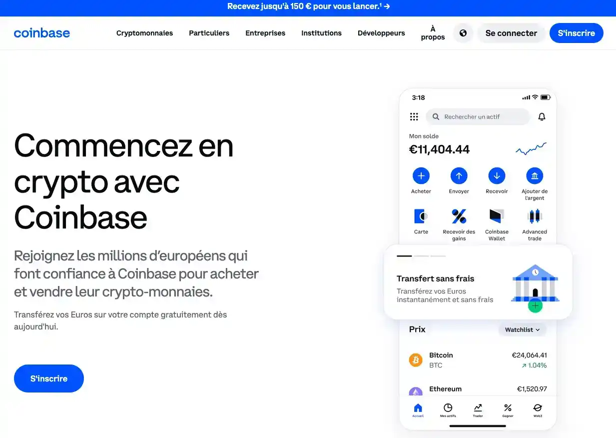 Coinbase numéro 3 des meilleures plateformes crypto 2025 – aperçu officiel de la page d’accueil