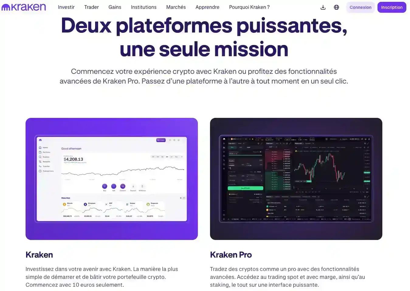 Kraken numéro 5 des meilleures plateformes crypto 2025 – aperçu officiel de la page d’accueil
